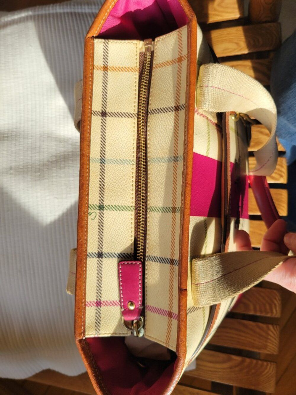 Coach Hampton Plaid Tote Pink Multicolor Tattersall- Authenticated - Picture 10 of 13